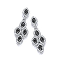 Micro Pave' Black & White Cubic Zirconia Drop Earrings