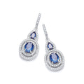 Micro Pave' Sapphire & White Cubic Zirconia Drop Earrings