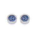 Micro Pave' Round Blue Cubic Zirconia Stud Earrings