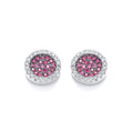Micro Pave' Round Pink Cubic Zirconia Stud Earrings