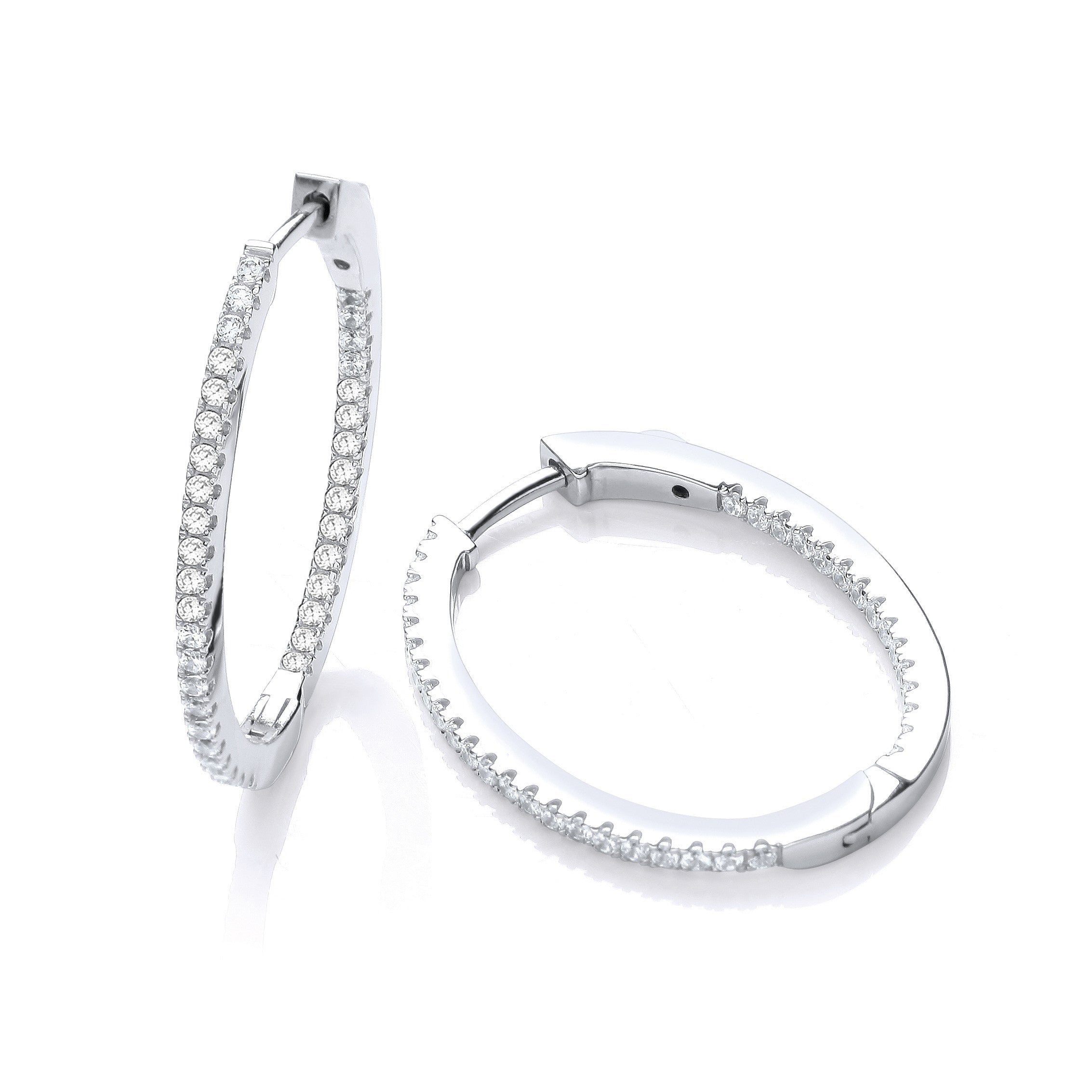 Micro Pave' Oval Hoop Cubic Zirconia Earrings