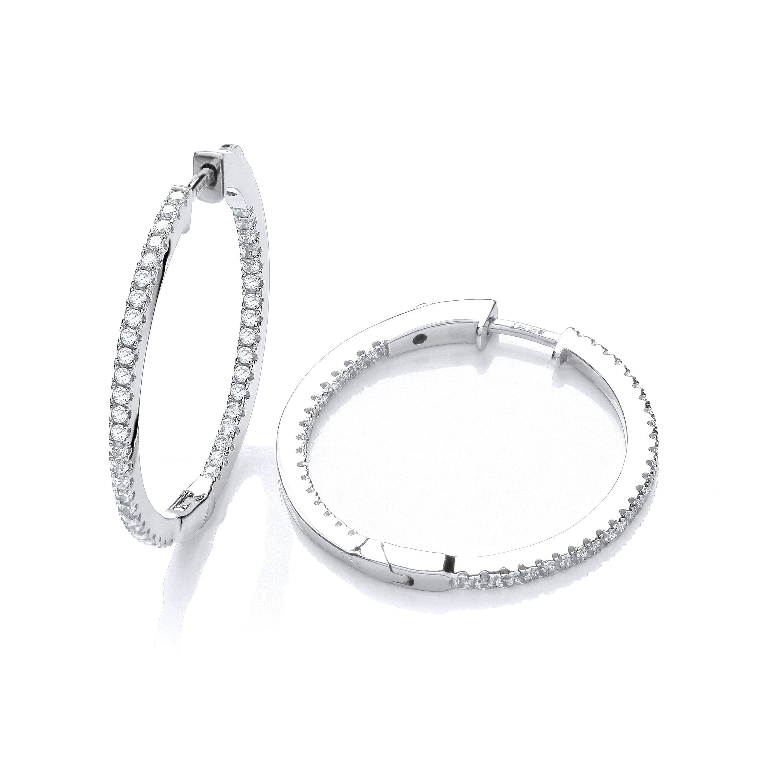 Micro Pave' Round Hoop Cubic Zirconia Earrings