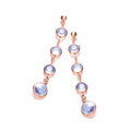 Blue Stones, Rose Plated Drop Earrings