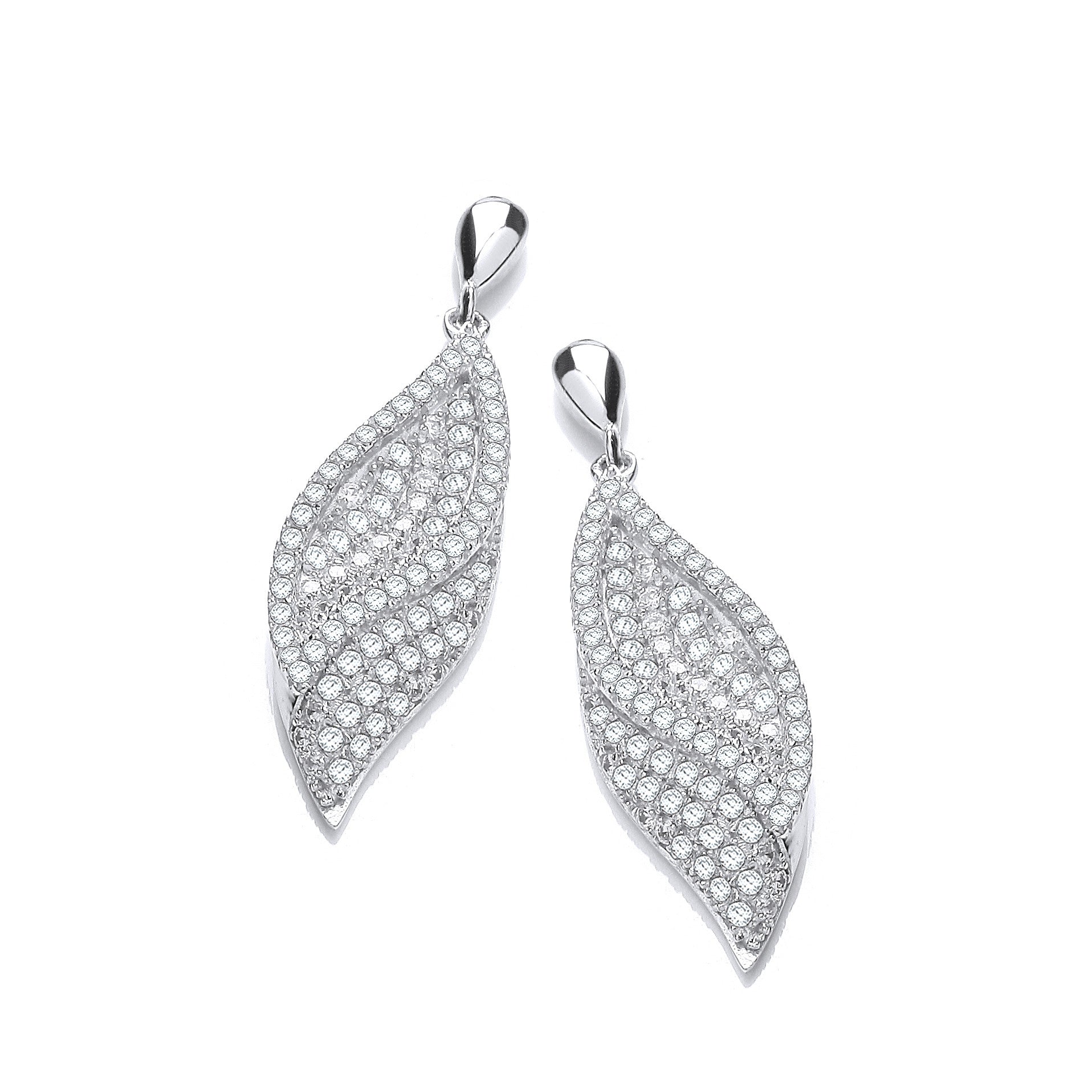 Micro Pave' Leaf Cubic Zirconia Earrings