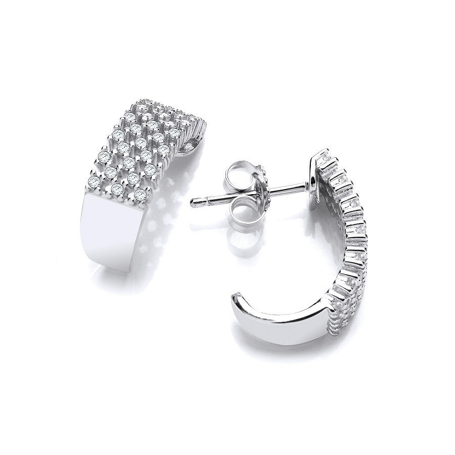 Micro Pave Multi Row Cubic Zirconia Sterling Silver Earrings