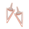 Rose Gold Coated Sterling Silver Triangle Drop Cubic Zirconia Earrings