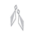 Long Triangle Pave' Cubic Zirconia Drop Sterling Silver Earrings