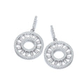 Circle of Life Round & Baguette Cubic Zirconia Sterling Silver Earrings