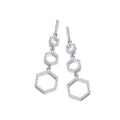 Honeycomb Style Sterling Silver Cubic Zirconia Earrings
