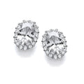 Oval Clear Cubic Zirconia Stud Sterling Silver Earrings