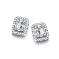 Emerald Look Created by Cubic Zirconia Baguettes, Sterling Silver Stud Earrings