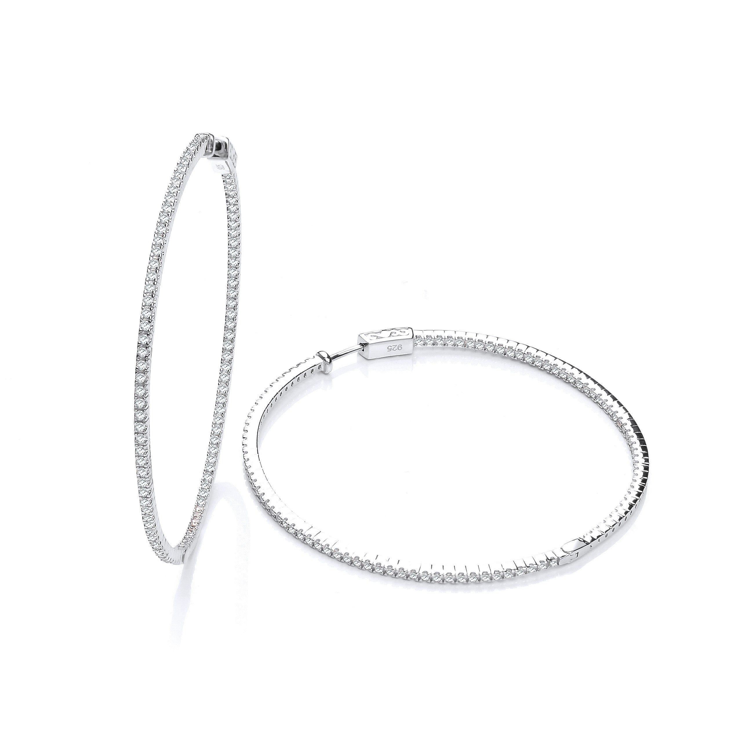Micro Pave' 60mm Round Hoop Cubic Zirconia Earrings