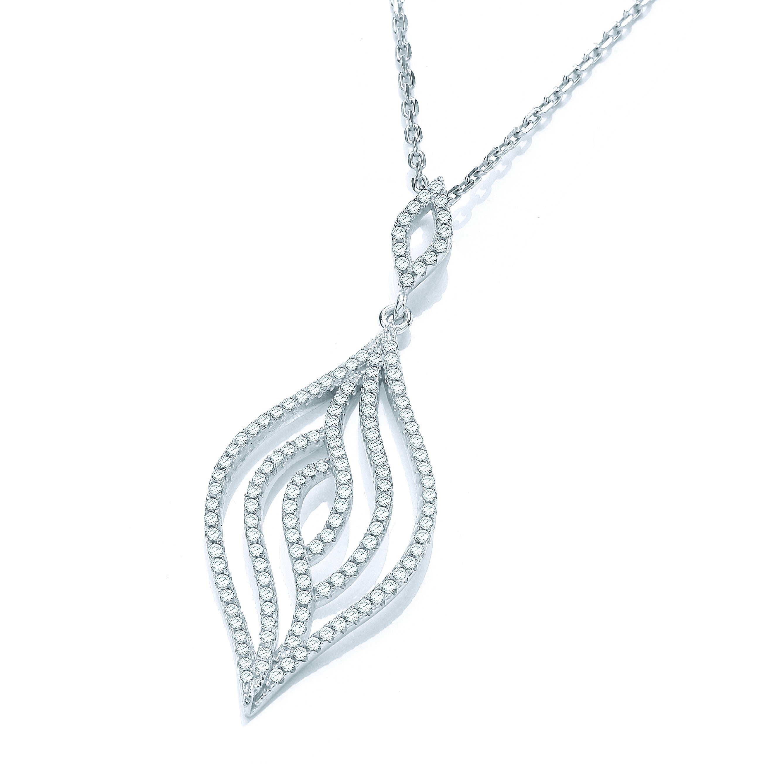 Micro Pave' Leaf Cubic Zirconia Pendant with 18" Chain
