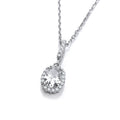 Oval Clear Cubic Zirconia Drop Pendant with 18" Chain