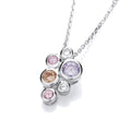 Multi Colour Rubover set Cubic Zirconias Pendant with Chain