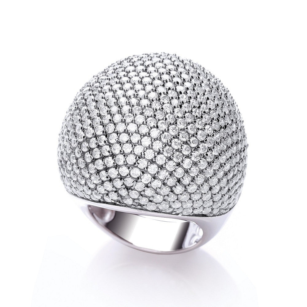 Micro Pave' Big Cocktail Ring 503 White Cubic Zirconia