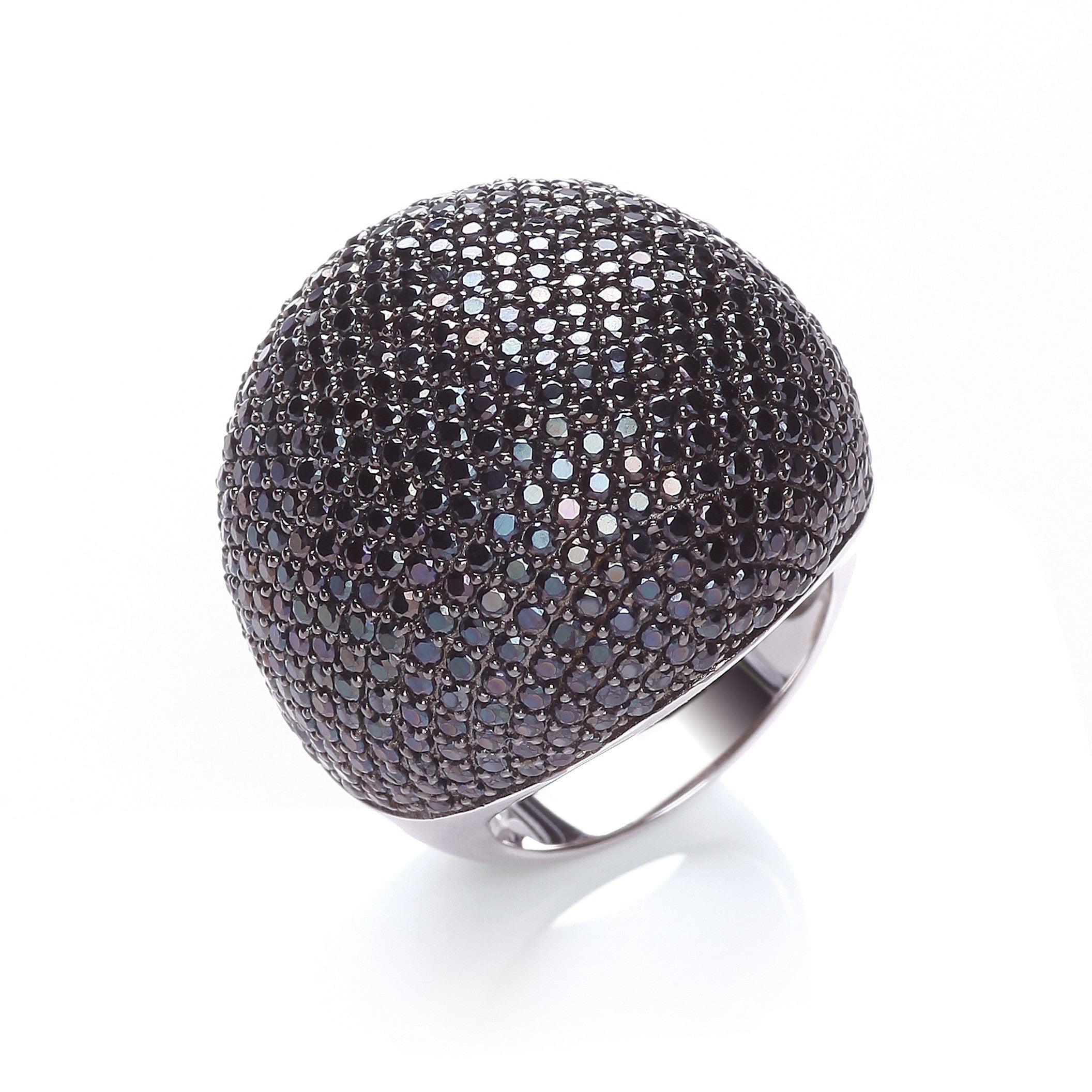 Micro Pave' Big Cocktail Ring 503 Black Cubic Zirconia