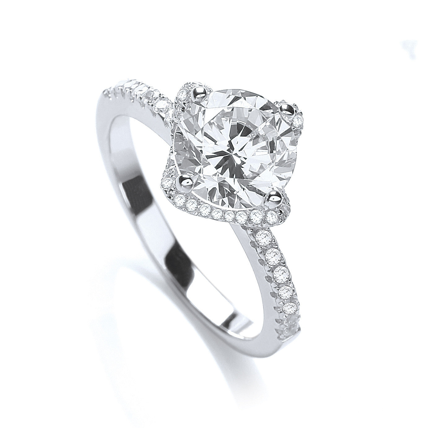 Micro Pave' High setting Ring Cubic Zirconia on Shoulder