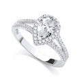Micro Pave' Pear Shape Split Shank Cubic Zirconia Ring