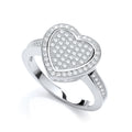 Micro Pave' Heart Shape 81 Cubic Zirconia & Shoulder Ring