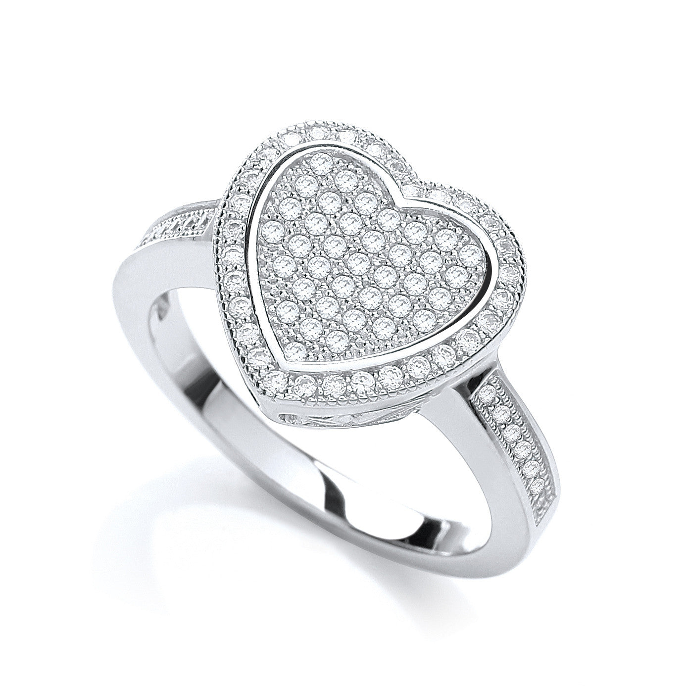 Micro Pave' Heart Shape 81 Cubic Zirconia & Shoulder Ring