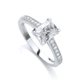 Fancy Emerald Cut Cubic Zirconia with Shoulders Ring