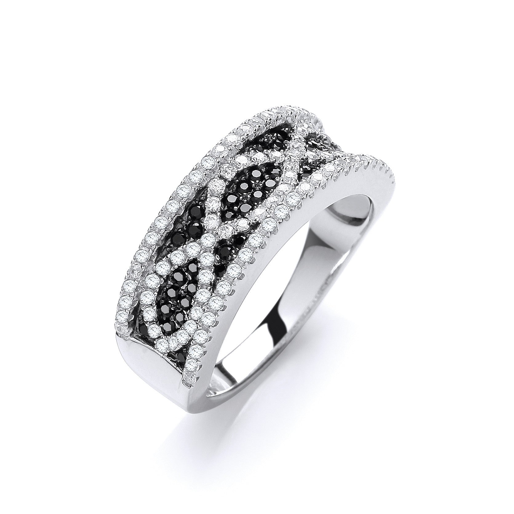 Micro Pave' Black/White Cubic Zirconia Ring