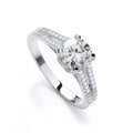 Micro Pave' Split Shank Solitaire Cubic Zirconia Ring