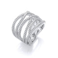 Micro Pave' Six Rows of Clear Cubic Zirconia Ring
