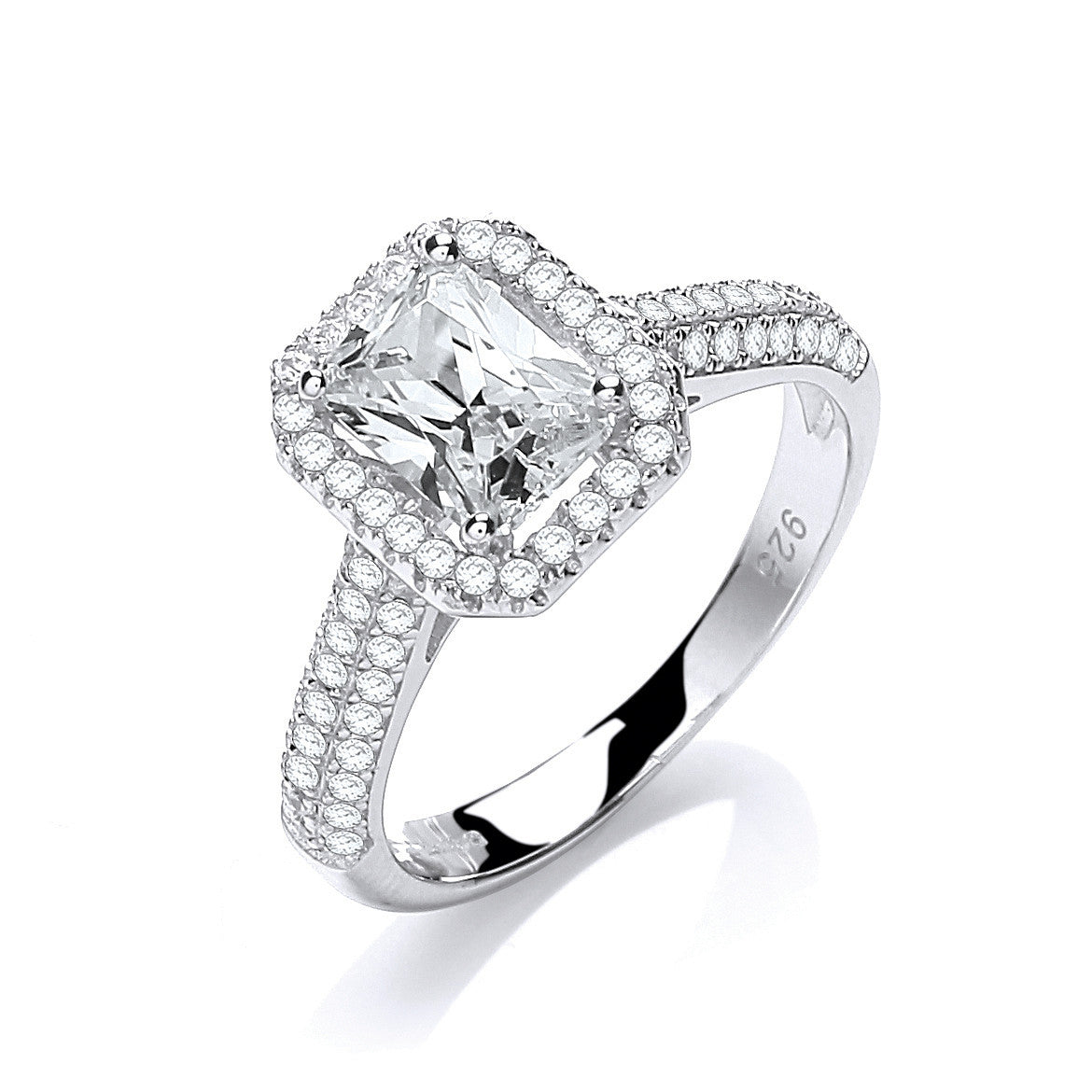 Micro Pave' Emerald Cut Centre with Shoulder Cubic Zirconia's Ring