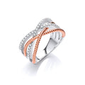 Micro Pave' Rose Coated & Sterling Silver Cubic Zirconia Ring