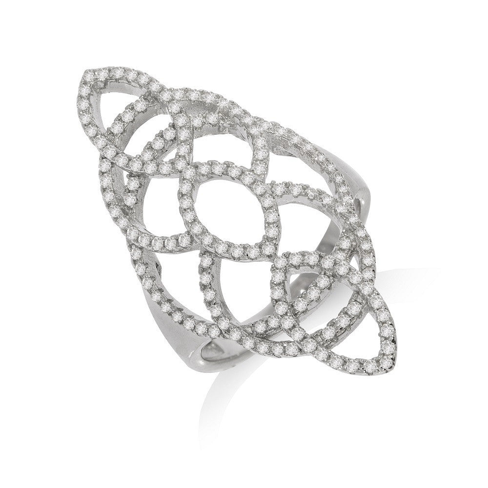 Micro Pave Sterling Silver Cubic Zirconia Ring