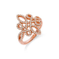 Micro Pave Rose Coated Fancy Sterling Silver Cubic Zirconia Ring