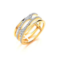 Yellow Gold Coated Sterling Silver, Three Row, Micro Pave Cubic Zirconia Ring