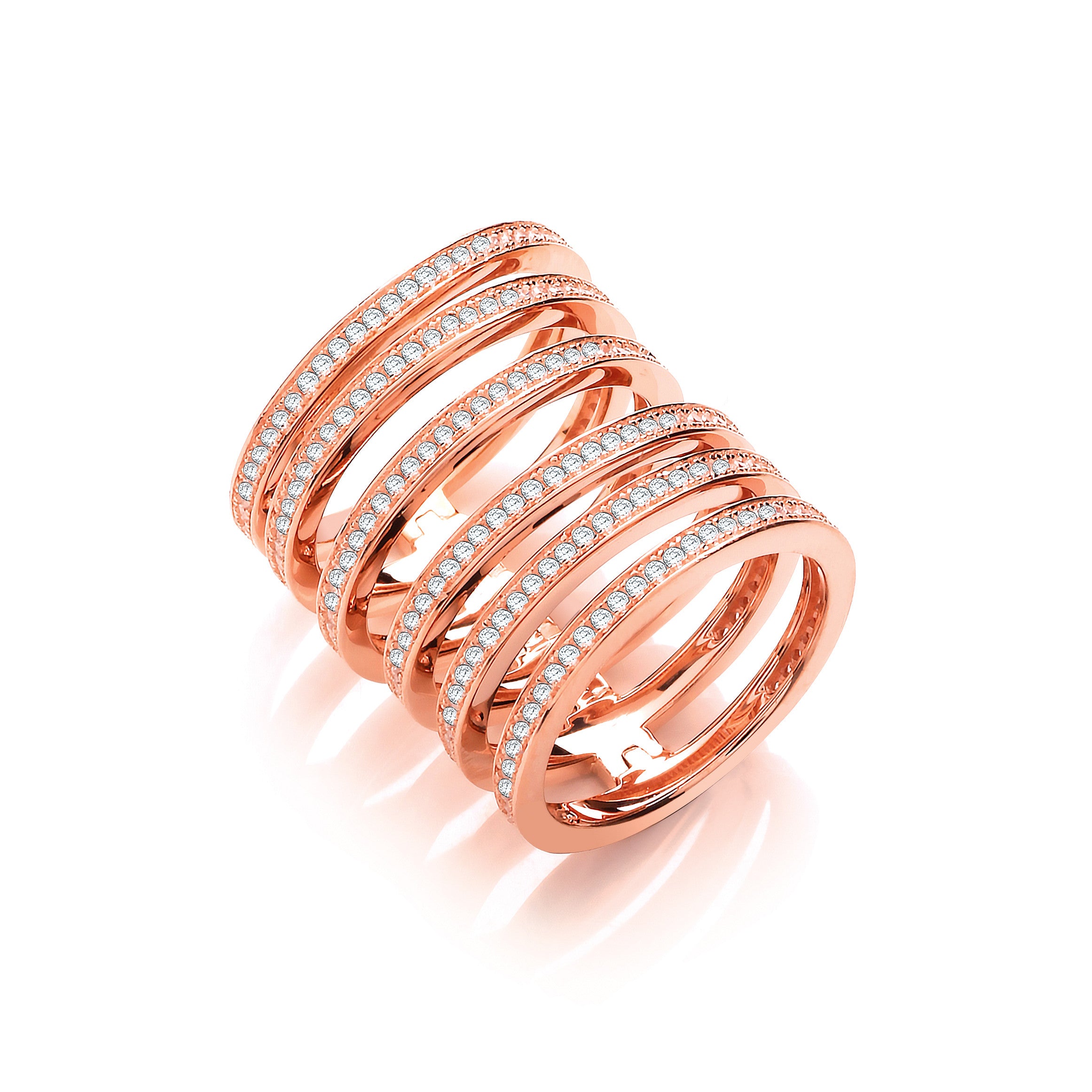Rose Coated Sterling Silver Full Finger Hindged Knuckle Ring