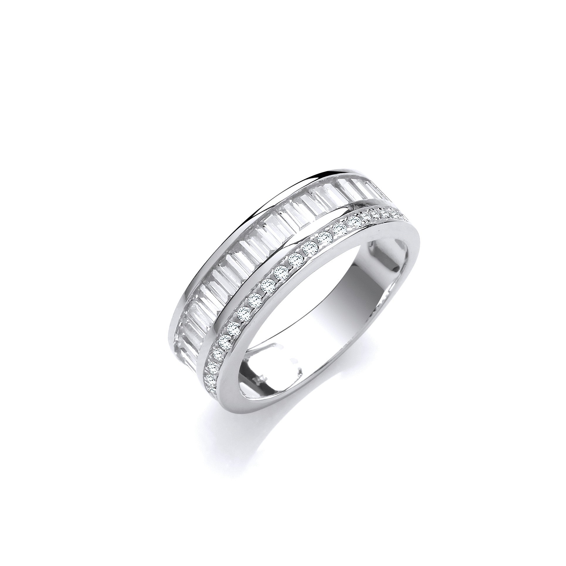 Half Eternity Baguette and Round Cubic Zirconia's Sterling Silver Ring