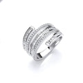 Sterling Silver 5-Layer Baguette & Round Cubic Zirconia's Ring