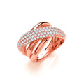 Rose Coated Intertwined Design Sterling Silver Cubic Zirconia Ring
