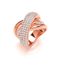 Rose Coated Large Intertwined Design Sterling Silver Cubic Zirconia Ring