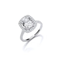 Halo Style High Setting Emerald Cut Cubic Zirconia Sterling Silver Ring
