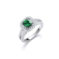 Green p/c Cubic Zirconia High Setting Split Shank Fancy Sterling Silver Ring
