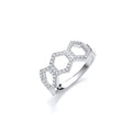 Honeycomb Style Micro Pave Cubic Zirconia Sterling Silver Ring