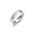 Double row Micro Pave Cubic Zirconia Fancy Sterling Silver Ring