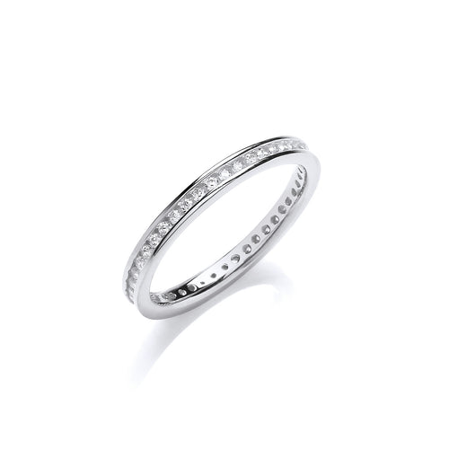 2mm Full Eternity Round/Brilliant Cubic Zirconia Sterling Silver Ring