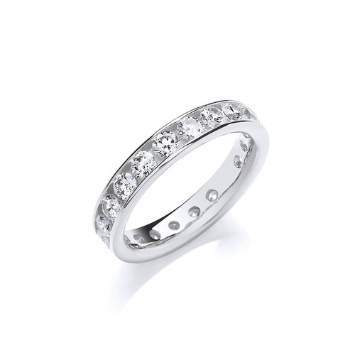 4mm Full Eternity Round/Brilliant Cubic Zirconia Sterling Silver Ring