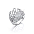 Barley Leaf Style Cubic Zirconia Sterling Silver Ring