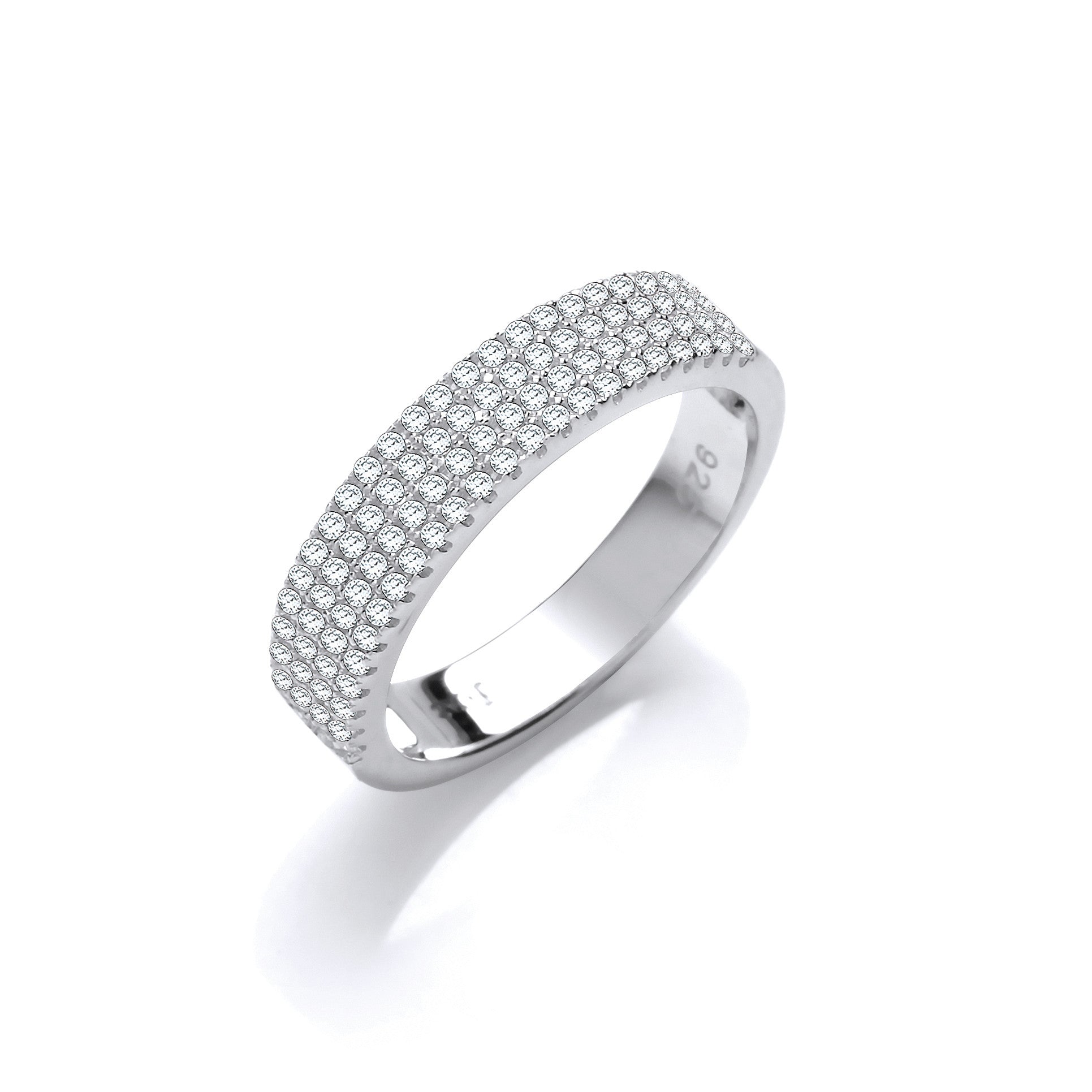 Micro Pave' Half Eternity Cubic Zirconia Sterling Silver Ring