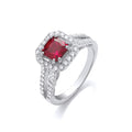 Red p/c Cubic Zirconia High Setting Split Shank Fancy Sterling Silver Ring