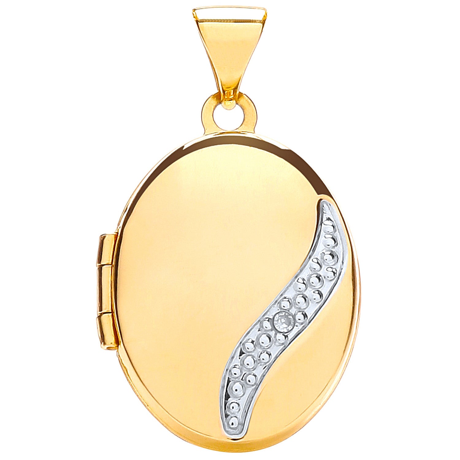 9ct Yellow Gold Oval Locket with Diamond