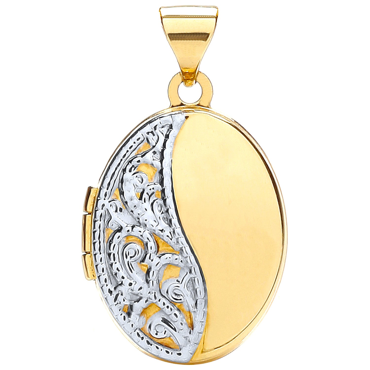 Yellow and White Oval Shaped Locket